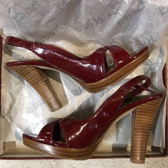 VIVA Sandal Heels Pumps Women's Size 5.5 Burgundy Red Brown Ankle Strap Open Toe - Picture 1 of 7